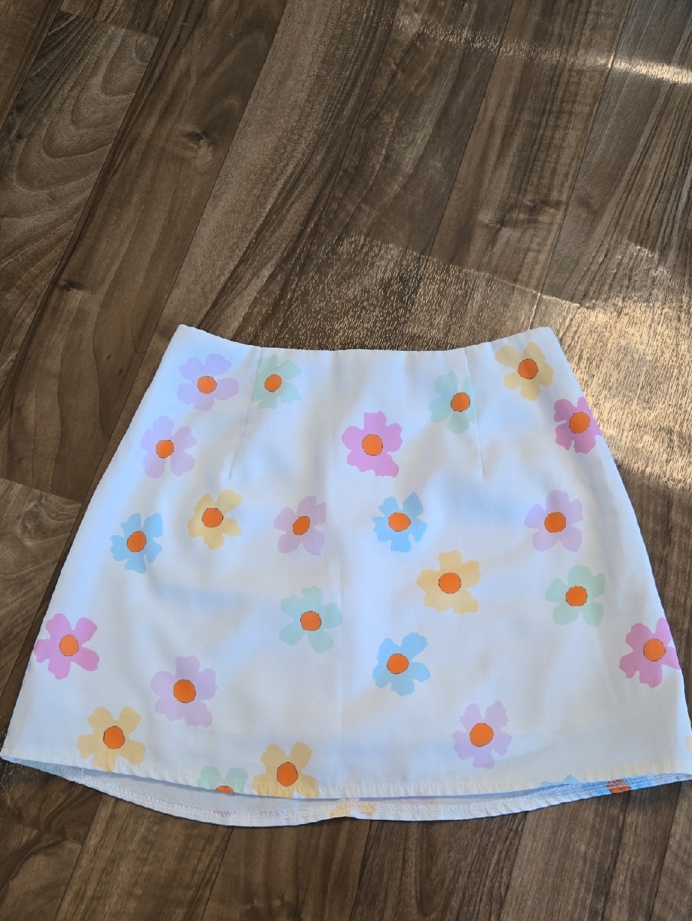 Princess Polly White Mini Skirt with Pastel Floral Print